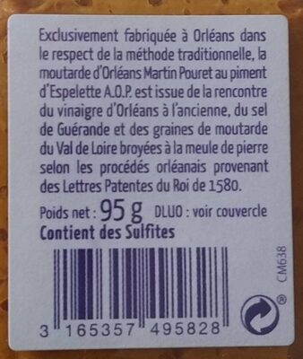Moutarde au piment d'espelette - Martin Pouret