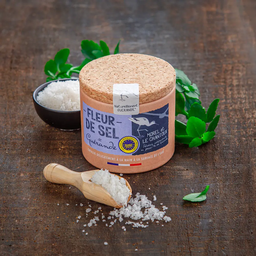 FLEUR DE SEL de Guérande IGP, Boite 100g — Morel et Le Chantoux, Assérac, Bretagne