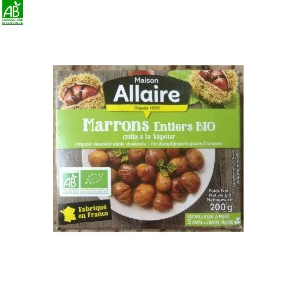 MARRONS ENTIERS CUITS SOUS VIDE bio 200g — Allaire