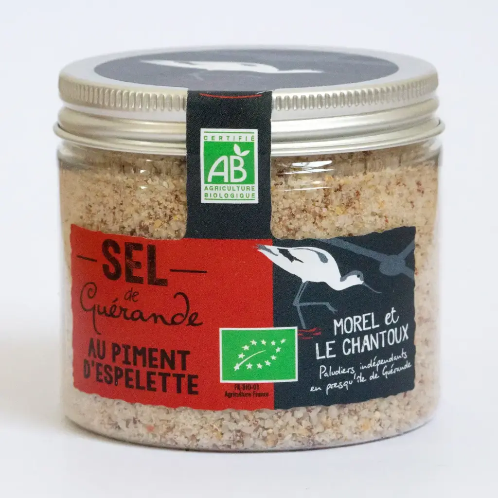 SEL DE GUÉRANDE IGP AU PIMENT D'ESPELETTE — Morel et Le Chantoux, Assérac, Bretagne
