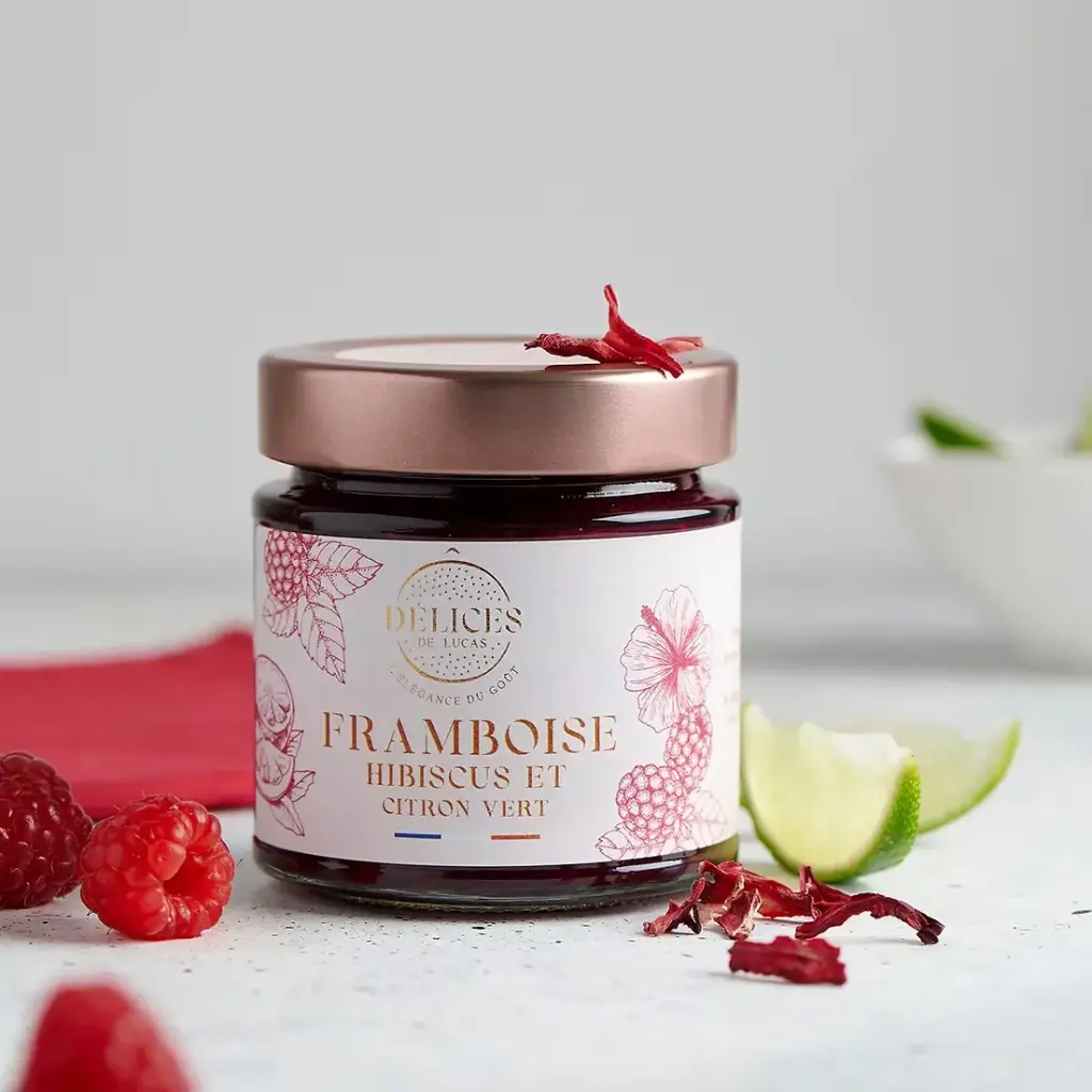 CONFITURE DE FRAMBOISE, HIBISCUS ET CITRON VERT  — O Delice de Lucas, Villeloup, Aube