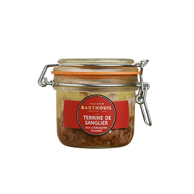 TERRINE DE SANGLIER AUX CHATAIGNES FUMÉES 190G  — Maison Barthouil, Peyrehorade, Landes