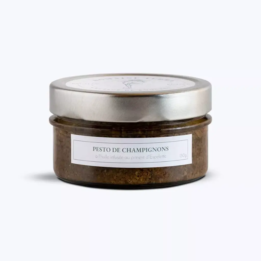 PESTO DE CHAMPIGNONS À L'HUILE INFUSÉE AU PIMENT D'ESPELETTE — Domaine Terra, Bazas, Acquitaine