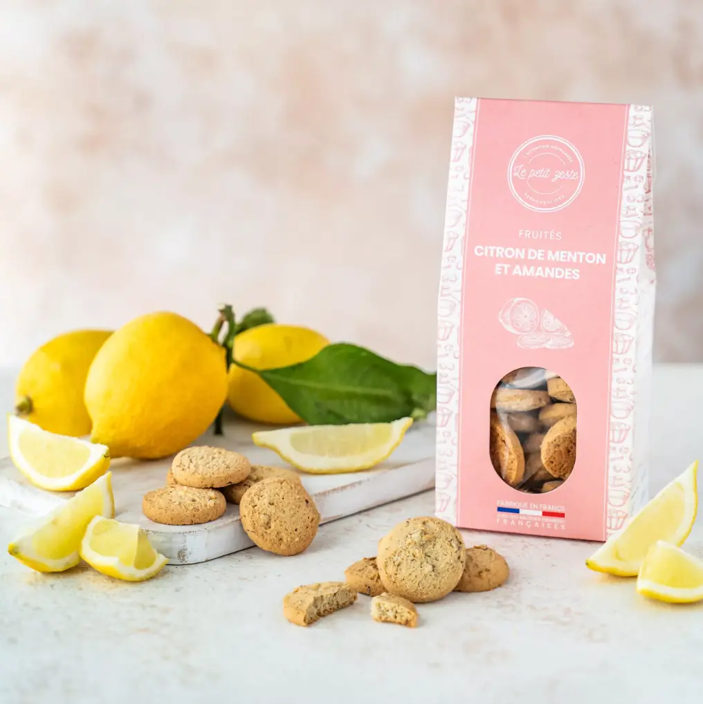 BISCUIT FRUITES Citron de Menton et amandes — Le Petit Zeste, Lunel, Languedoc