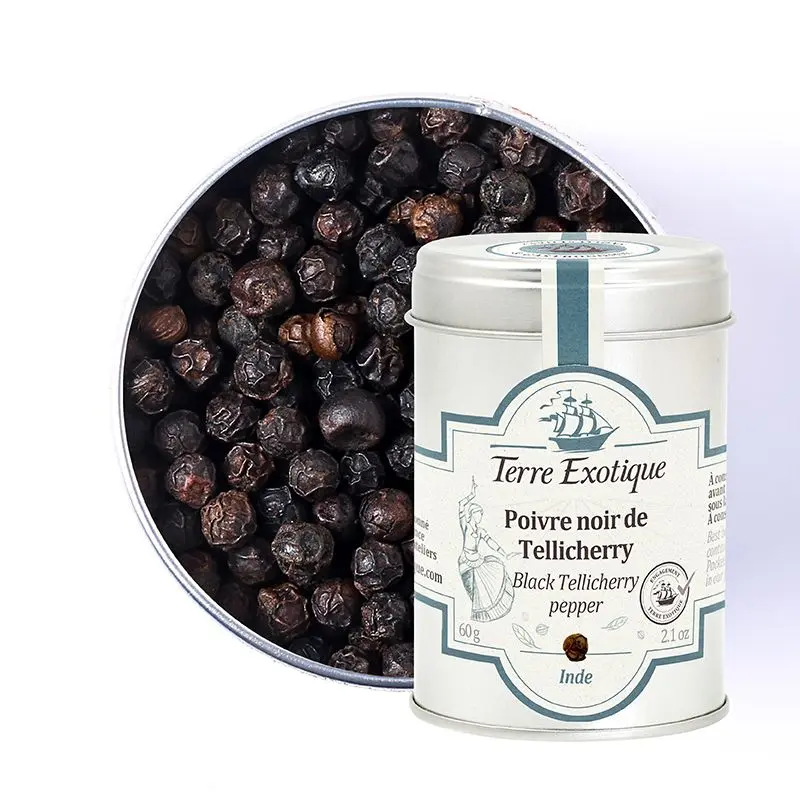 POIVRE NOIR DE TELLICHERRY, Inde 60g — Terre Exotique