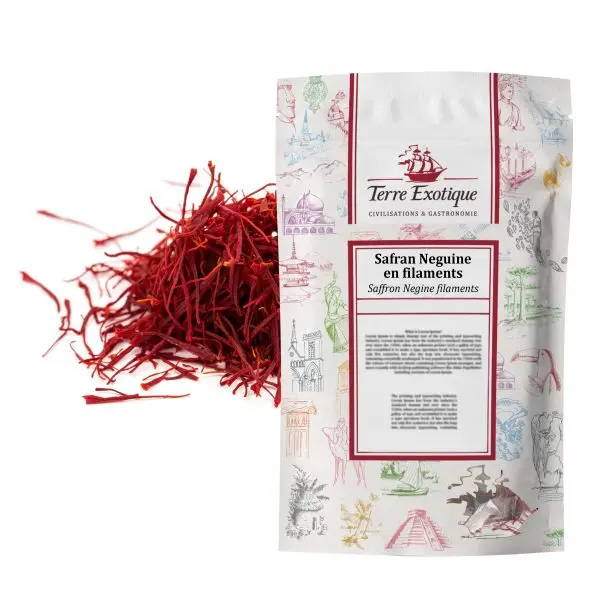 SAFRAN NÉGUINE EN FILAMENTS (50 CAPSULES DE 0.20 G) 10 G — Terre Exotique, Rochecorbon, Loire
