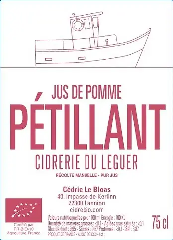 JUS DE POMME PETILLANT — Cidrerie du Léguer, Lannion