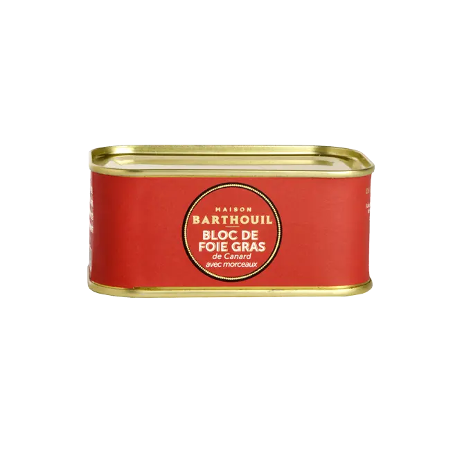 BLOC DE FOIE GRAS DE CANARD AVEC MORCEAUX 130g — Maison Barthouil, Peyrehorade, Landes