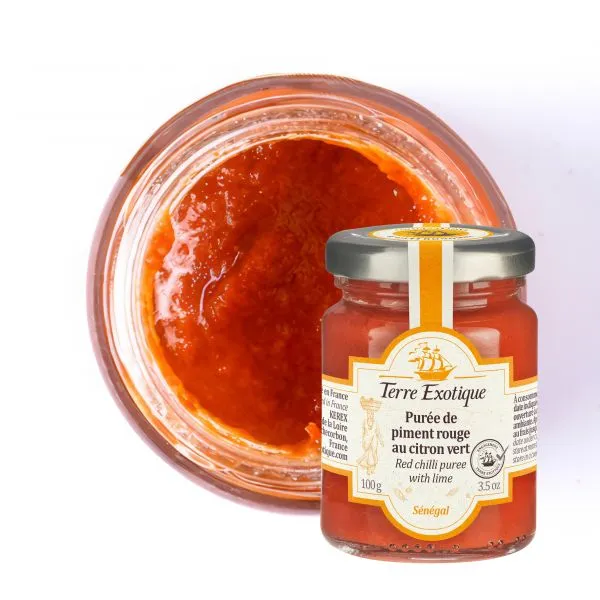 PUREE DE PIMENT ROUGE au Citron Vert 100g — Terre Exotique, Rochecorbon, Loire