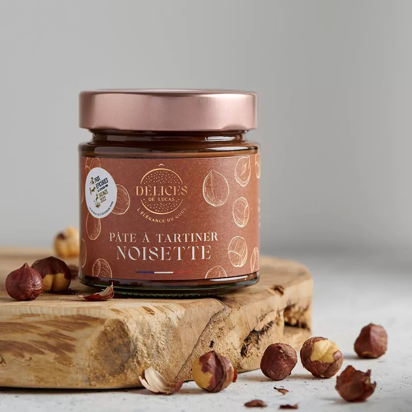 PATE A TARTINER 55% NOISETTES 220g — O Delice de Lucas, Villeloup, Aube
