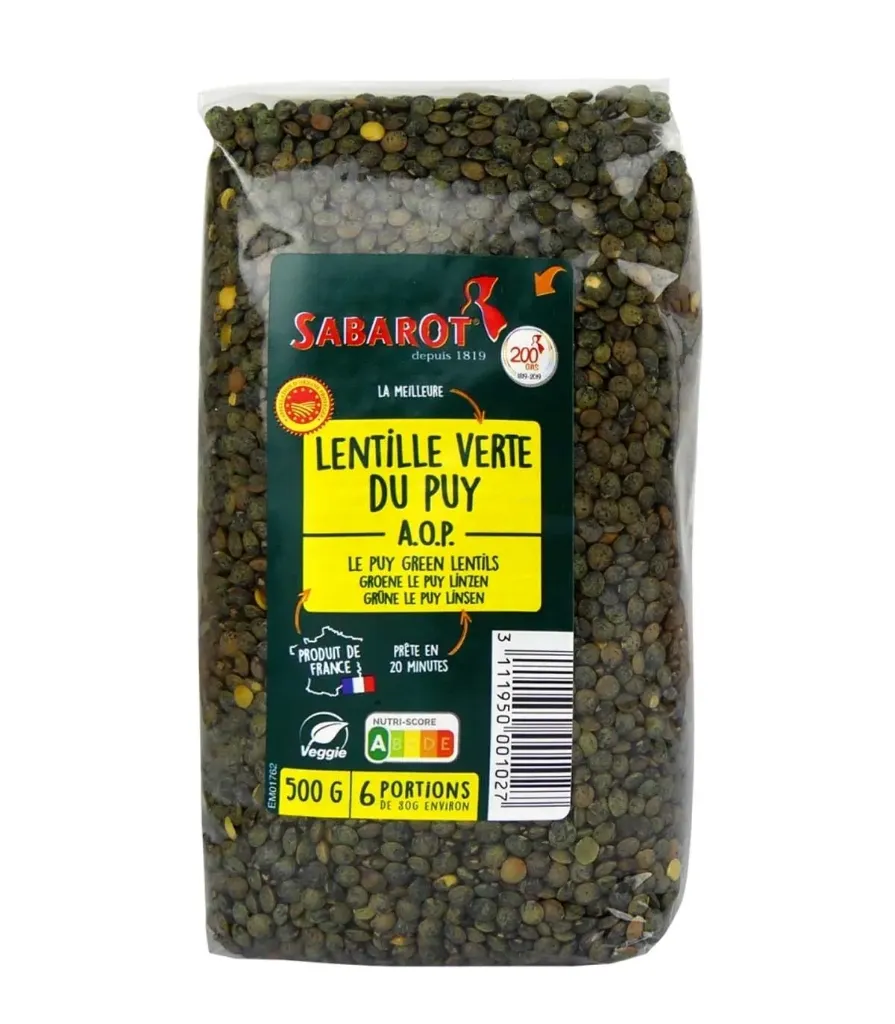 LENTILLES VERTES DU PUY AOC  500g — Sabarot, Caspuzac, Auvergne