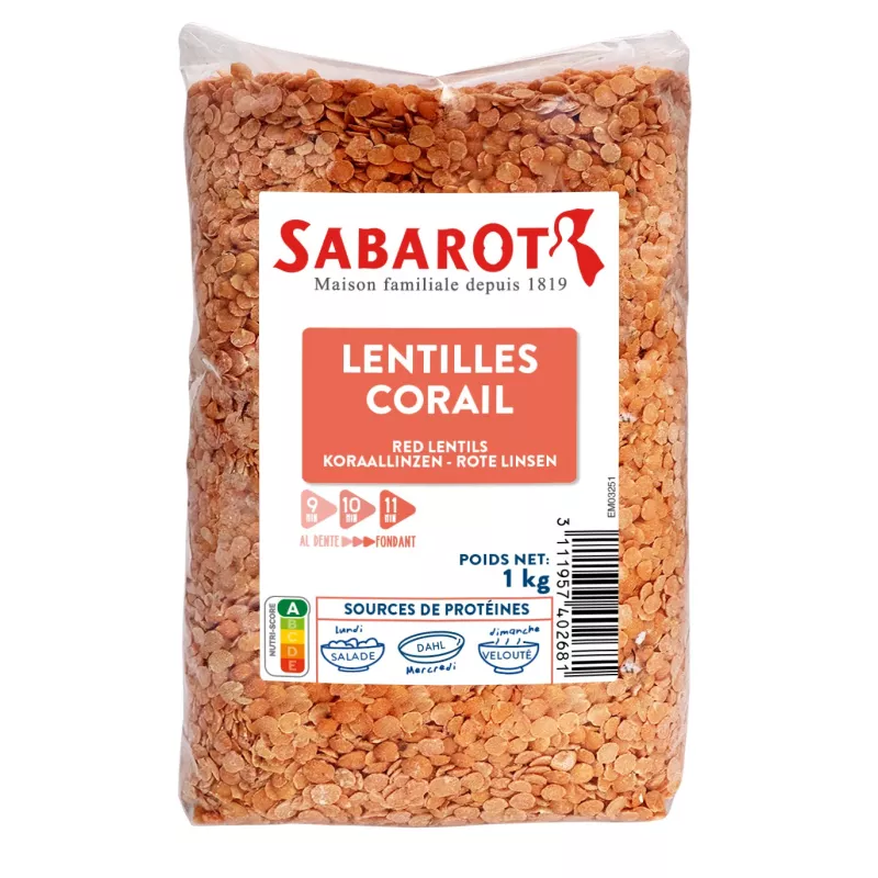 LENTILLE CORAIL 1kg — Sabarot, Caspuzac, Auvergne