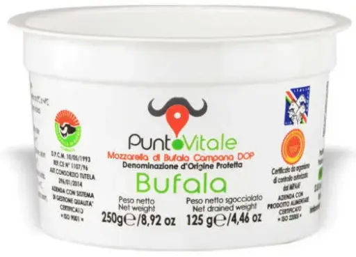 MOZZARELLA DI BUFALA CAMPANA DOP 125G  — Punto Vitale, Presenzano