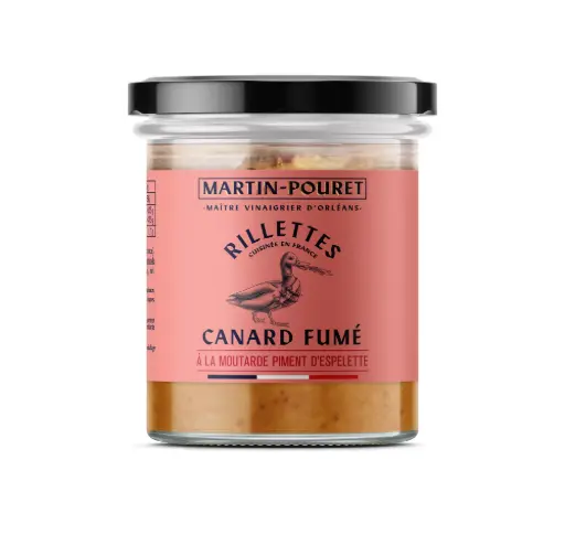 Rillettes de canard fumé à la moutarde piment d'Espelette 150g  - Martin Pouret