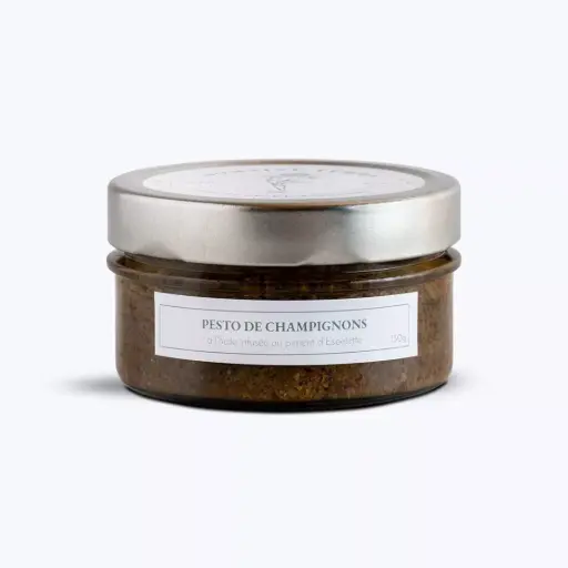 PESTO DE CHAMPIGNONS À L'HUILE INFUSÉE AU PIMENT D'ESPELETTE 130g — Domaine Terra, Bazas, Acquitaine