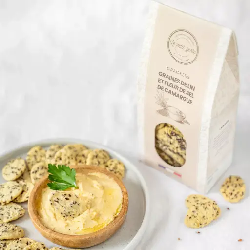 CRACKERS Graines de Lin et Fleur de Sel de Camargue — Le Petit Zeste, Lunel, Languedoc